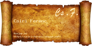Csiri Ferenc névjegykártya
