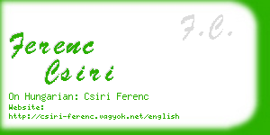 ferenc csiri business card